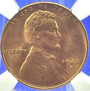 1944 S Lincoln Wheat Cent NCG MS 66 RD ✅ Sharp Crisp RED Detail Post WWII Penny - Picture 1 of 4