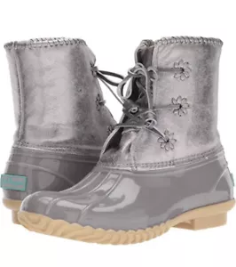 Botas de Lluvia Jack Rogers Chloe Gris Paloma Metálica 9M Nuevas en Caja - Imagen 1 de 6
