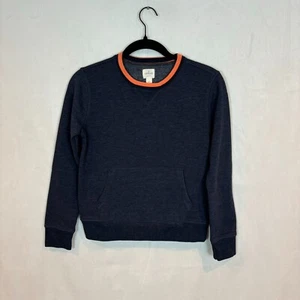 Crewcuts Navy Blue Orange Accent Collar Boys Sweatshirt Size Large 11-12 Classic - Picture 1 of 11