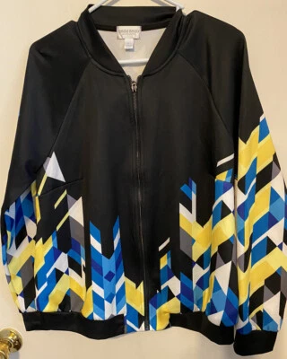 Chaqueta Bisou Bisou Retro Cremallera Completa Talla L Negra/Amarilla/Azul/Blanca Bolsillos con Cremallera Foto 1 de 4