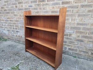 Vintage Retro Wide Mid Century Wooden Bookcase Shelf / Shelves - Bevel Top - Picture 1 of 19