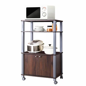 Bakers Rack Microwave Stand Rolling Storage Cart Multi-functional Display Walnut - Picture 1 of 9