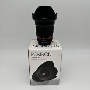 Rokinon 16mm f/2.0 ED AS UMC CS Lens for Canon EF Mount with case and box