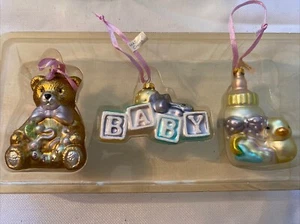 Baby Ornamente Nikolaus quadratisch 3er Set handbemalt - Bild 1 von 6