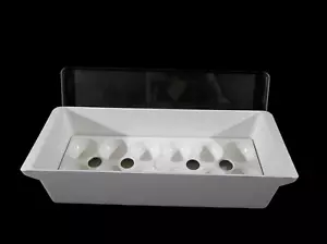 White Refrigerator Door or Shelf Storage Tray with Egg Rack and Clear Cover - Picture 1 of 11