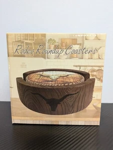 Juego de posavasos Rodeo Roundup Longhorn calavera vaquero bebida posavasos  - Imagen 1 de 4