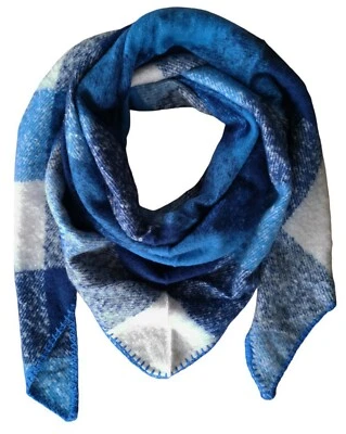 XXL Karo Dreieckstuch Winter Schal Halstuch Strick weich 20% Wolle  190x80 2287 - Bild 1 von 2