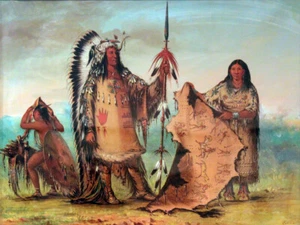 Mandan, Mato Tope with Wife and Son by George Catlin Giclee Print + Ships Free - Picture 1 of 4