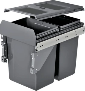 Cassini Soft Close Pull Out Waste Bin - 22 Litres - Grey - Picture 1 of 3