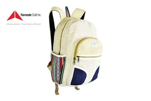 Reiner Hanf Rucksack mehrere Taschen für Laptopfach Tragen auf Reisen Made in Nepal - Bild 1 von 5