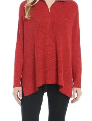 Tommy Bahama Mujer Suéter Poncho XXS/XS Rojo Brillante Media Cremallera Mangas Largas Nuevo Foto 1 de 4