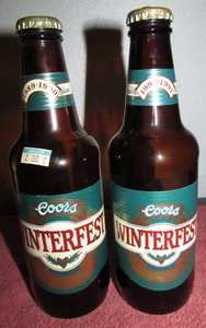Lot of 2 Empty COORS Winterfest Beer Bottles 1990 1991 - Picture 1 of 2