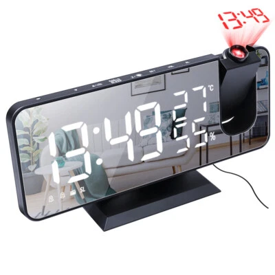 Projection Digital Radio Alarm Clock For Bedrooms LED Display USB Charger Port - Image 1 of 4