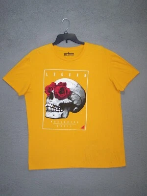 Camisa Urban Pipeline Adulto Extra Grande Amarillo Gráfico Calavera Rosas Playa Para Hombres Foto 1 de 4