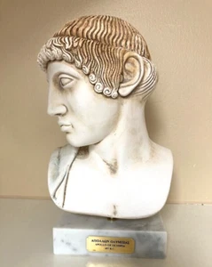 Apollo Greek Roman God Bust Head Cast Alabaster /Clay Sculpture Handmade 10 in - Picture 1 of 5