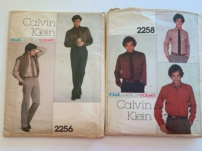 Camisa para hombre vintage Vogue Calvin Klein patrón de costura 15,5 y pantalones 32 completos Foto 1 de 4