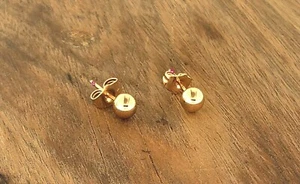 NEW EARRINGS SPHERE STYLE EXCLUSIVE ORIGINAL FASHION ANTIALLERGIC GOLD COLOR - Picture 1 of 2