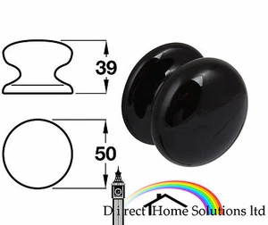 Perno de puerta de porcelana negra Hafele Victoria, mango, armario, Ø 50 mm x 39 mm - Imagen 1 de 5