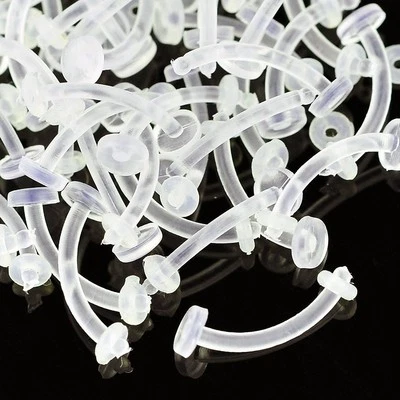 16克透明弧形杠铃Bioflex固定器带垫圈塞(1件)16克 — 第 1/2 张图片