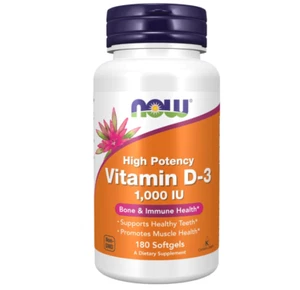 NOW FOODS Vitamin D-3 1000 IU - 180 Softgels - Picture 1 of 7