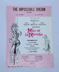 Partituras The Impossible Dream The Quest Man of La Mancha 1965 piano vintage - Imagen 1 de 4