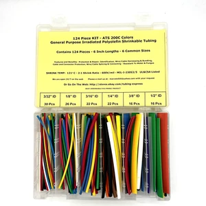 124Pcs HEAT SHRINK Tubing Sleeve Shrinkable Tube Wire Cable Assortment Kit USA - Picture 1 of 12