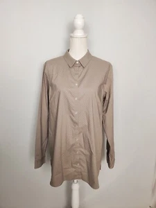 Eddie Bauer Wrinkle Free Easy Fit Gray Button Up Shirt Yellow Polka Dots Sz. XL. - Picture 1 of 8