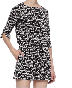 Diane Von Furstenburg Opal Jungle Animal Print Silk Button Front Romper Size 6 - Picture 1 of 10