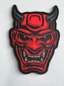 HANNYA MASK Parche Moral PVC Demonio Oni Rojo - Parche Táctico de Goma Gancho y Lazo - Imagen 1 de 2