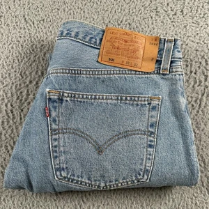 1998 Vtg Levi's 501 Jeans Red Batwing Made in USA 38x32(36x32 Fits) Light Wash - Picture 1 of 15