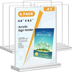 A5 Acryl Schilderhalter 6 Stück T-Form Plexiglas A5 Menüständer für Poster - Bild 1 von 8