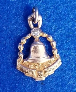 Vintage Illinois Bell Telephone Co. 10K Gelbgold 35 Jahre Auszeichnung Anhänger mit Diamant - Bild 1 von 5