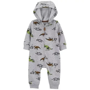 Carter's Baby Boy Dinosaur Fleece Hooded Jumpsuit Pajamas - Gray - 18 Months - Picture 1 of 1