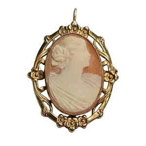 Vintage 14K Gold Kamee Brosche & Anhänger - Bild 1 von 6