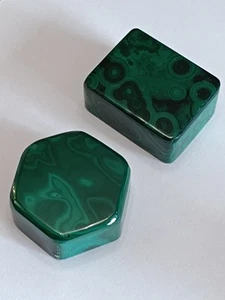2 x Small Malachite Trinket Pot / Jewellery Box / Storage / Decorative (1881) - Picture 1 of 17