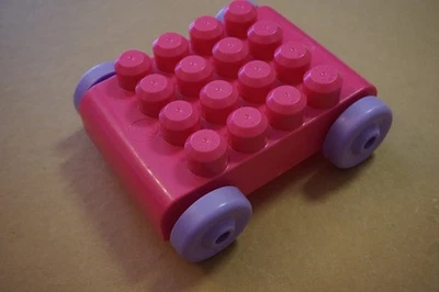 Mega Bloks First Builder Blocks 4X4 Giant Car Base Pink Purple Wheels STEM Toy - Image 1 of 4