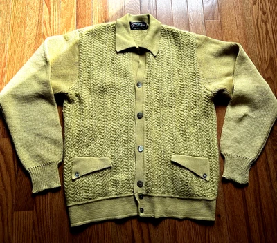 Vtg Prince Igor Wool Sweater Cardigan Loop Collar Rockabilly Gabardine Grunge - Image 1 of 4