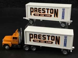 Winross Preston 151 Line Doubles Pup Truck 1:64 Tractor Trailer Orange 1992 60th - Picture 1 of 4