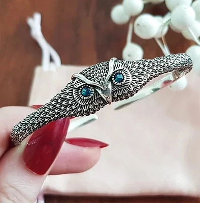 EDLES Armband 925 SILBER massiv Armkette EULEN ARMREIF Armzange Zirkonia Ring - Bild 1 von 4