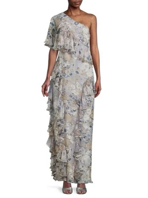 Vestido floral de diseñador Mikael Aghal con volantes | Talla 2 | Nuevo con etiquetas | $990 al por menor Foto 1 de 4