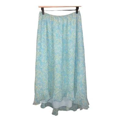 Maxi Falda Paisley Azul y Verde Y2K Alta Baja Talla 16W Hannah Montana Cheetah Niñas Foto 1 de 4