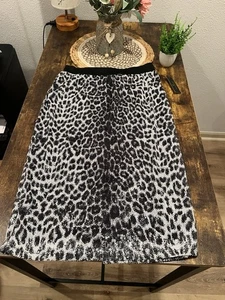 NWT Worthington Plus A-Line Skirt Winter Leopard Sequin Size S Lined Stretchy - Picture 1 of 15