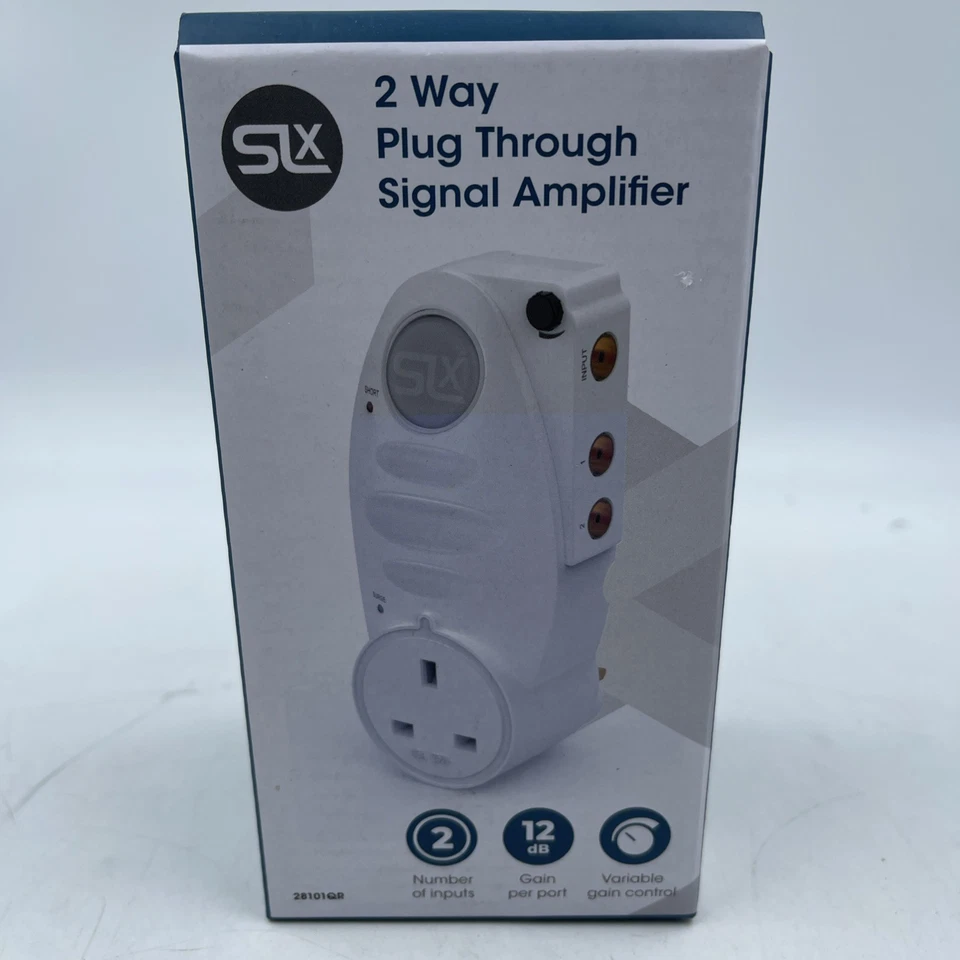 SLX 2 Way Plug Through Signal Amplifier 2x Outputs 12DB Variable Gain Control - Image 1 of 1