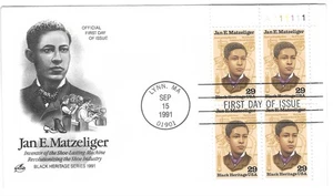 ArtCraft FDC 1991 29c Jan E Matzeliger - Black Heritage PB4 Sc # 2567 - Imagen 1 de 1