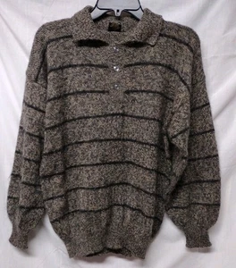 MAGLIONE MAGLIONE ALPACA 100% LANA DI ALPACA MAGLIA PERUVIANA MARRONE E NERO COLLETTO NUOVO - Foto 1 di 13