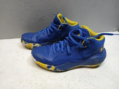 Under Armour Jet 21 Youth Size 6Y Basketball Sneakers  Blue Yellow - Image 1 of 4