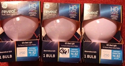 3 GE Reveal HD G25 Vanity Globes Tested Before Shipping Made In Hungary - Image 1 of 4