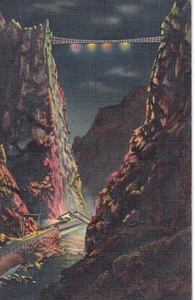 Royal Gorge Floodlight At Night Railroad River Colorado CO Postcard E18 - Picture 1 of 2