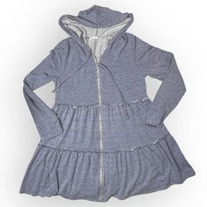 Sudadera con Capucha Trapecio en Niveles Para Mujer M Azul Cremallera Top Chris & Carol Acogedora - Imagen 1 de 12