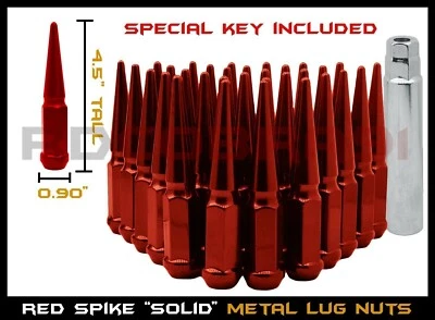 2003-2010 Hummer H2 Solid Steel grade 4.5"Tall Spike Lug Nuts Red Anodized  - Image 1 of 4